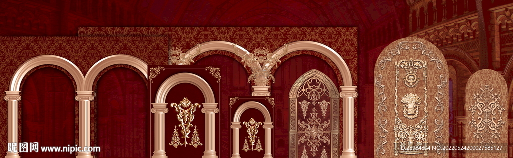 欧式红色婚礼背景