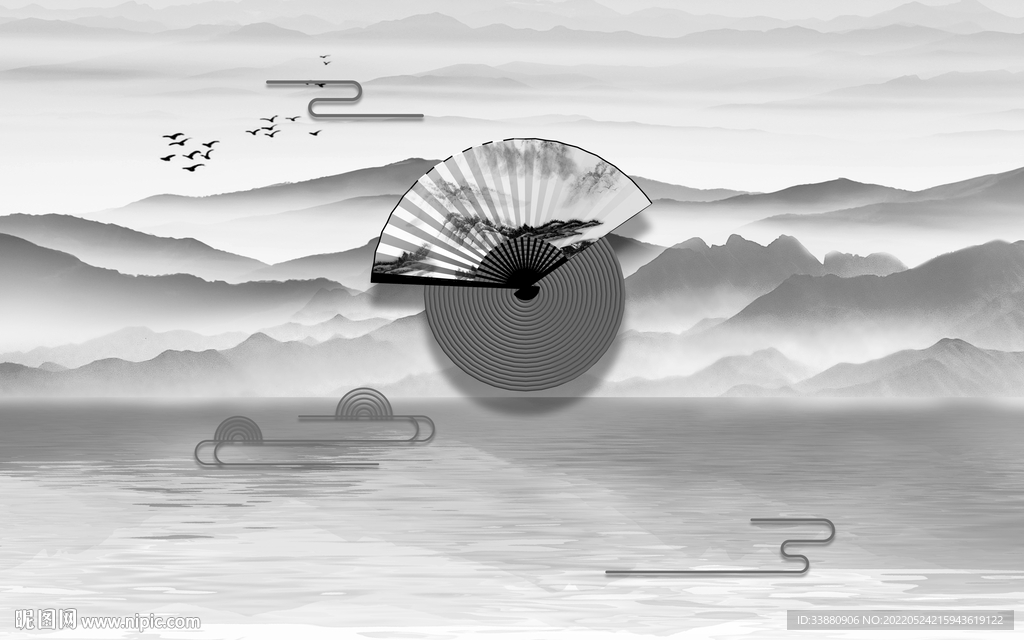 客厅 简约高端山水 tif分层