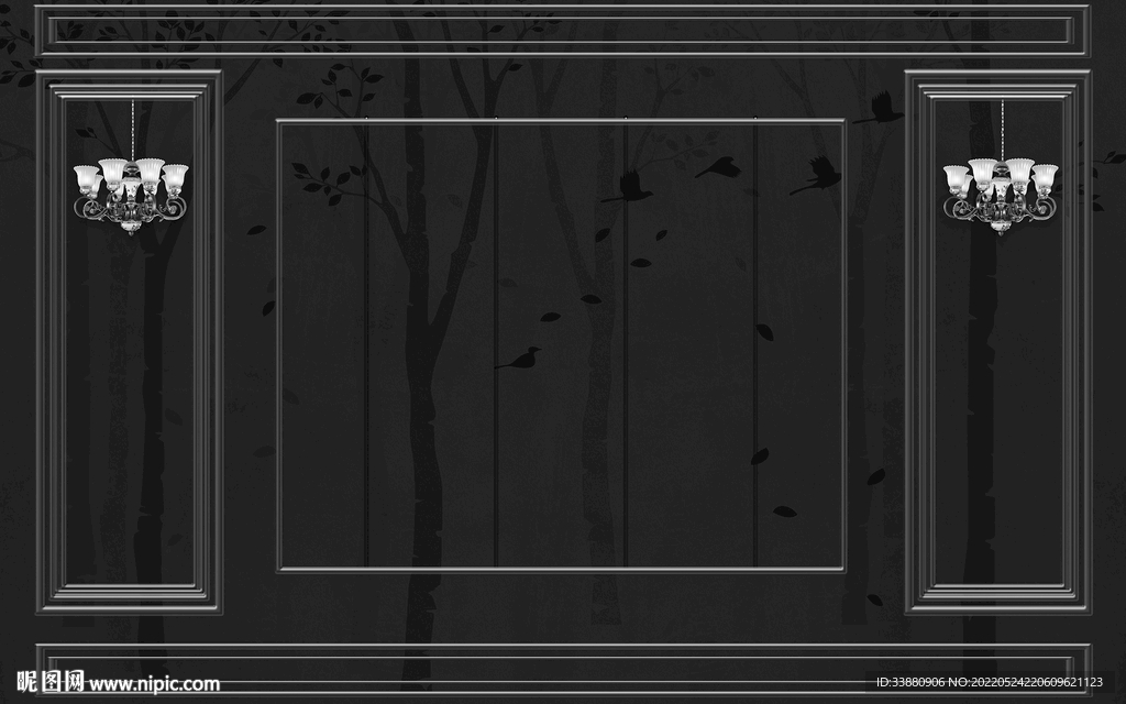背景墙灰色无框画 TIF分层 