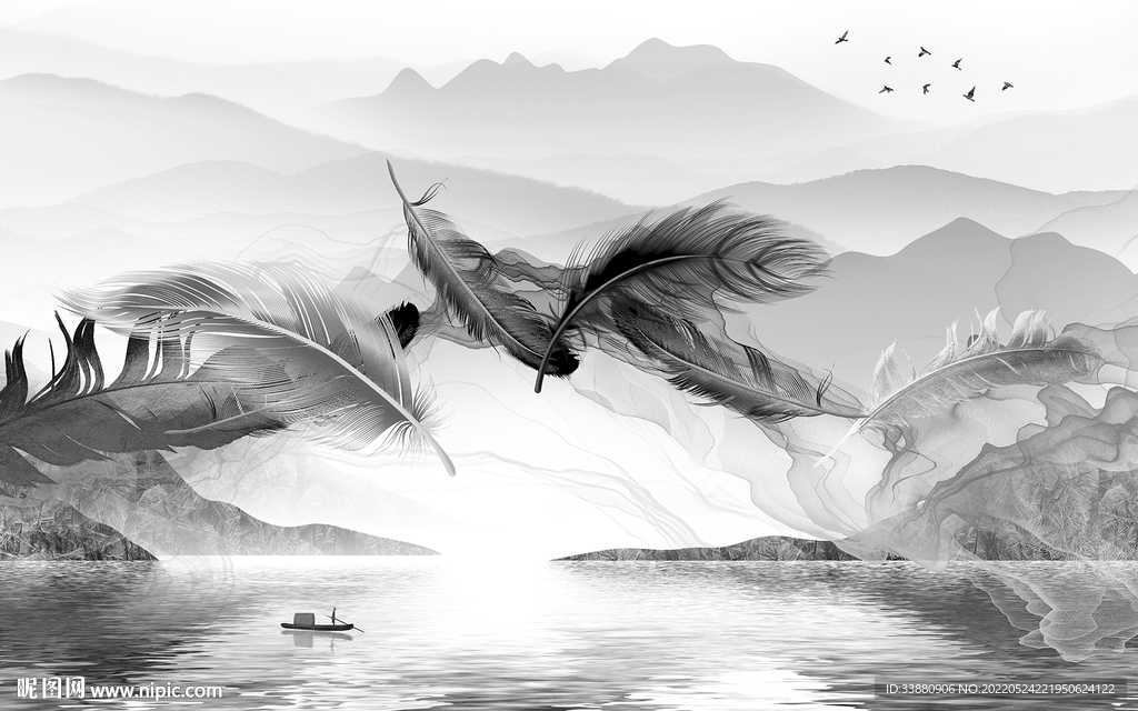 最新 简约高端山水 tif分层