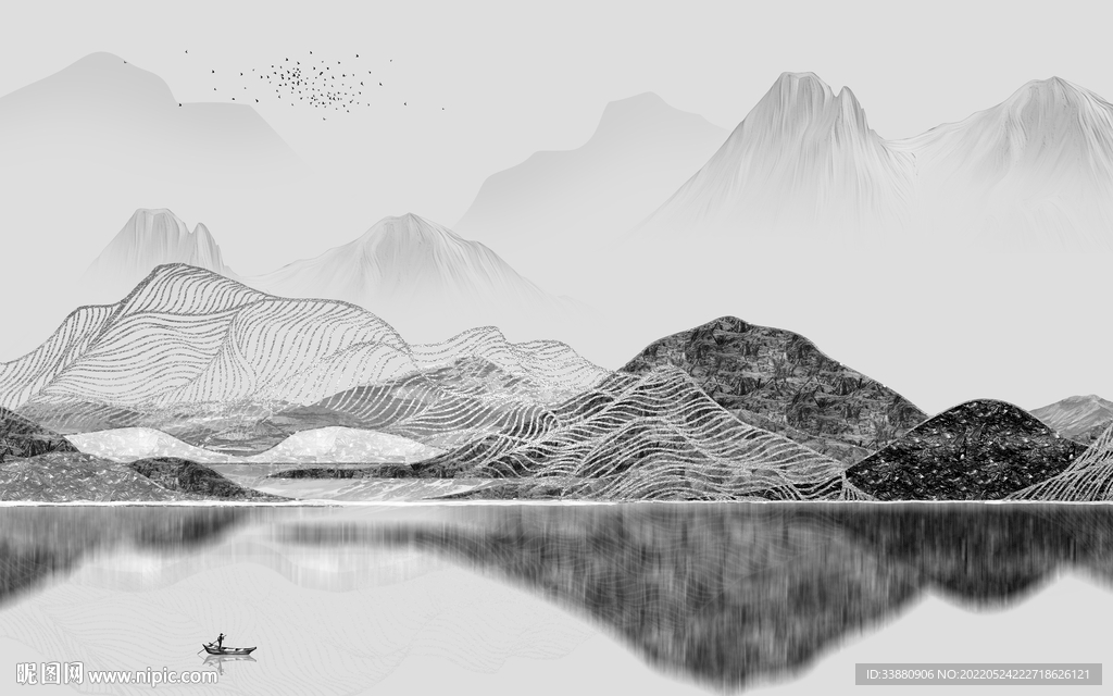 水墨 简约高端山水 tif分层