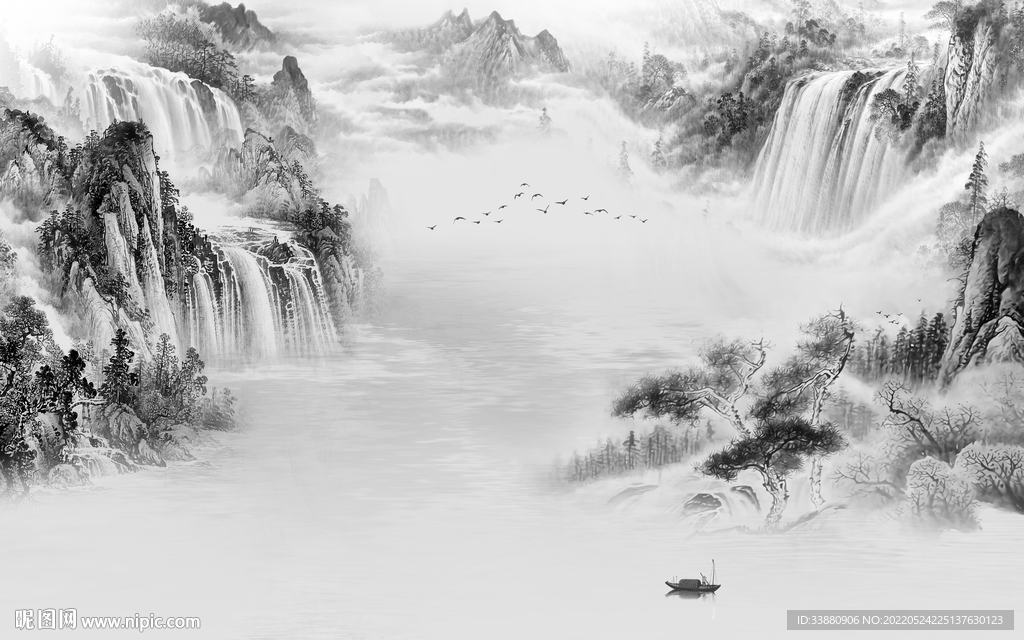 高雅简约高端山水 tif分层