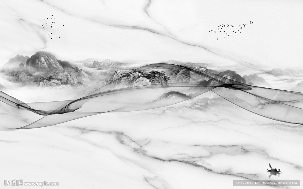 高档简约高端山水 tif分层