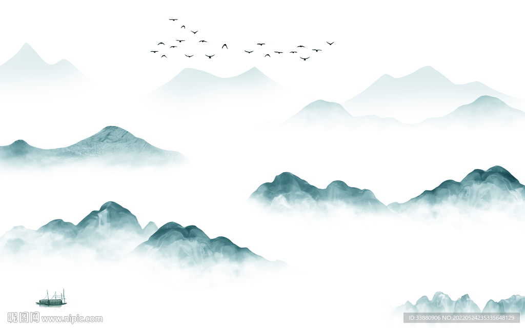 人气中式简约山水 tif分层