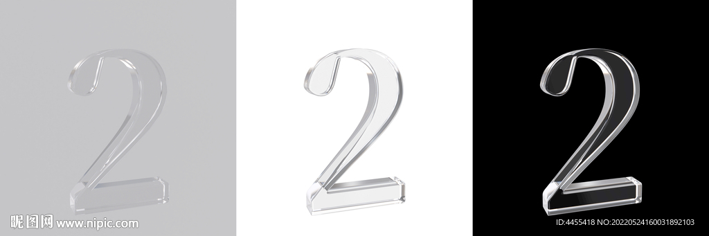 水晶玻璃数字2