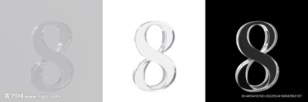 水晶玻璃数字8