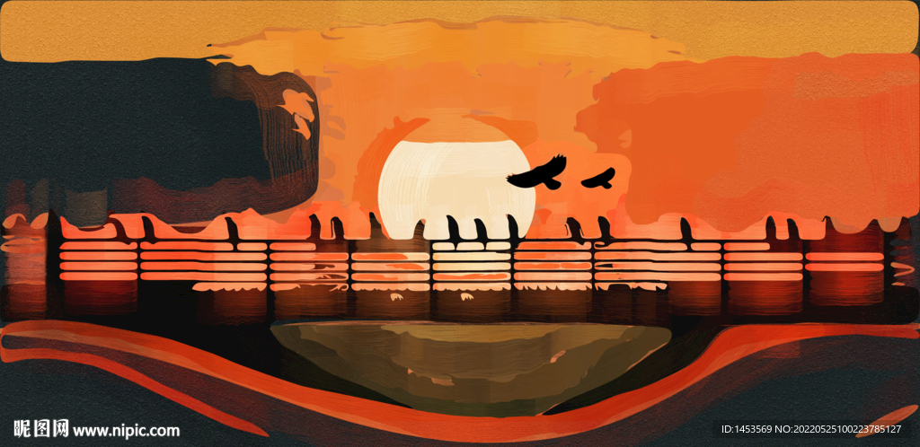 秋天抽象风景画