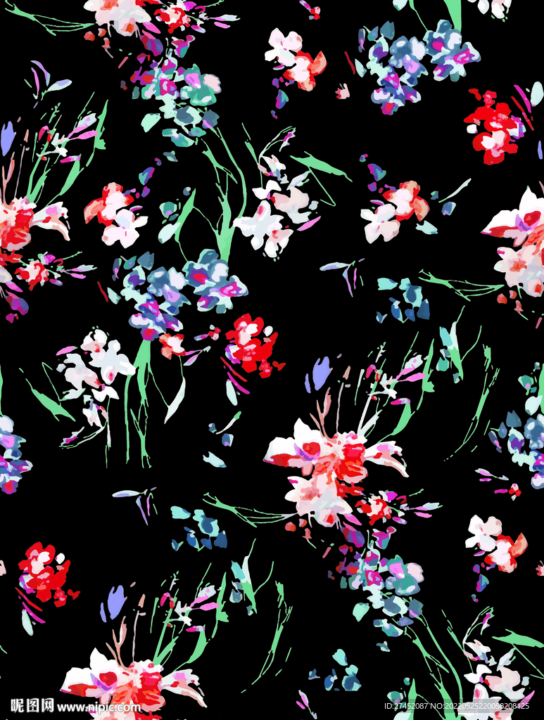 大牌女装 数码印花 手绘花