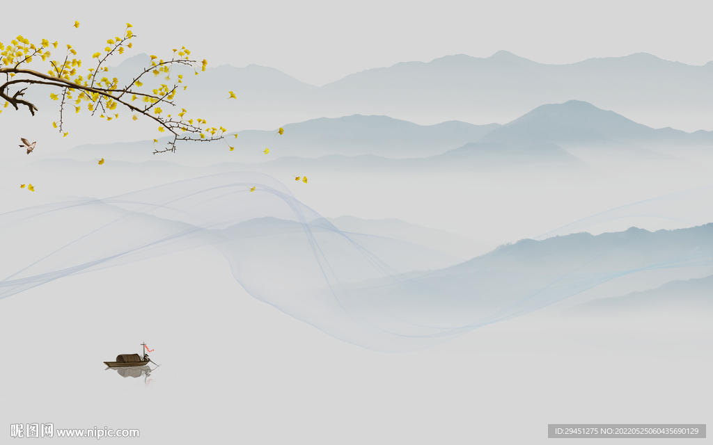 中国风现代风景山水 Tif分层