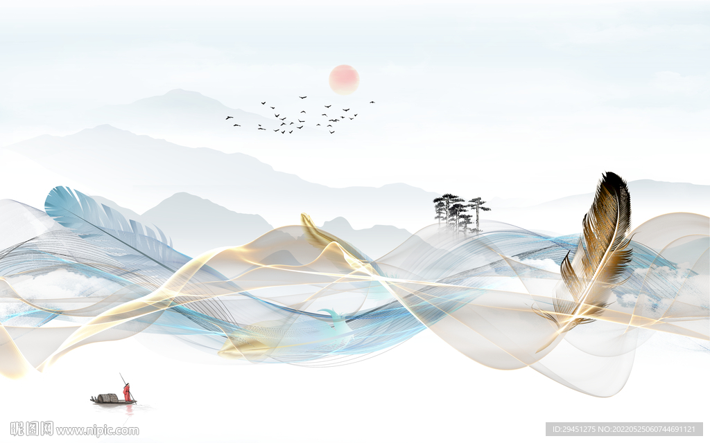 意境现代风景山水 Tif分层