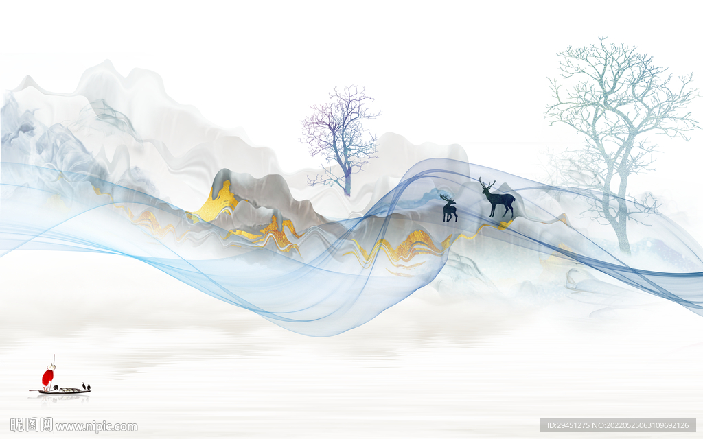 别墅中式客厅山水 TiF分层