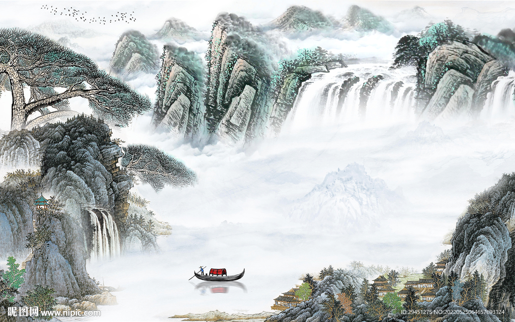 最新中式客厅山水 TiF分层