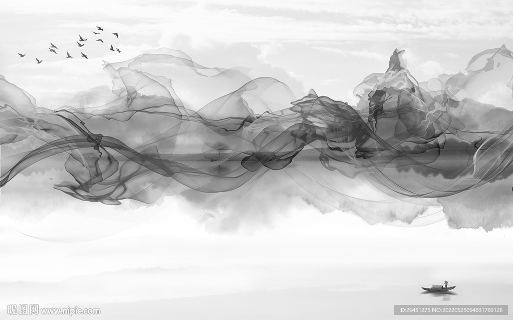 别墅极简灰色墙画 tif分层