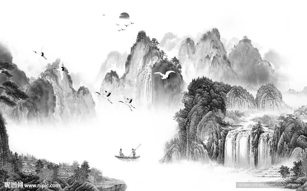 爆款 极简灰色墙画 tif分层