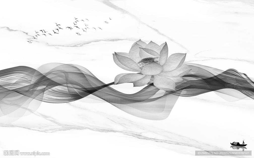 荷花欧式新款墙画 TIF分层