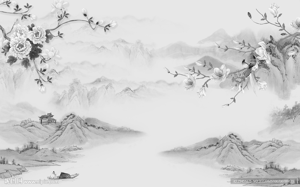 新品极简灰色墙画 tif分层