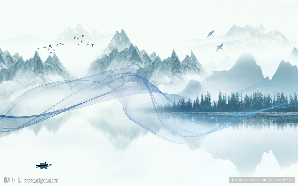 中国风客厅大气山水 TIf分层