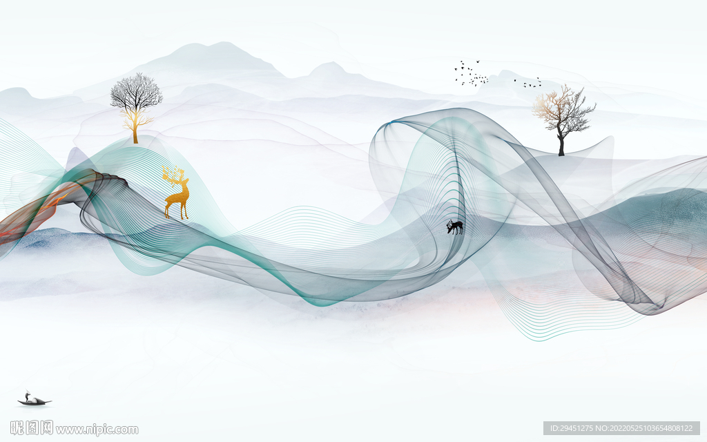 中式 客厅大气山水 TIf分层