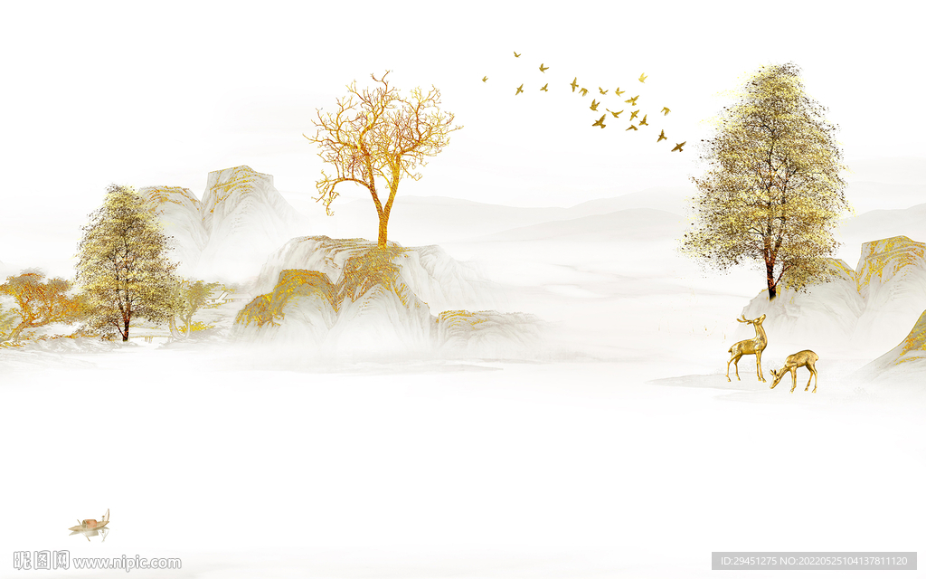 高清中式客厅山水 TiF分层