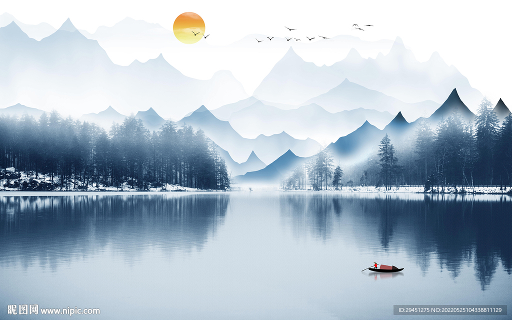 别墅高清简约山水 Tif分层