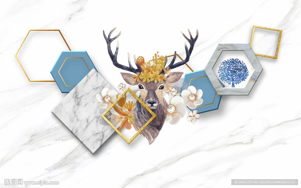 爵士白欧式奢华墙画 TIF分层