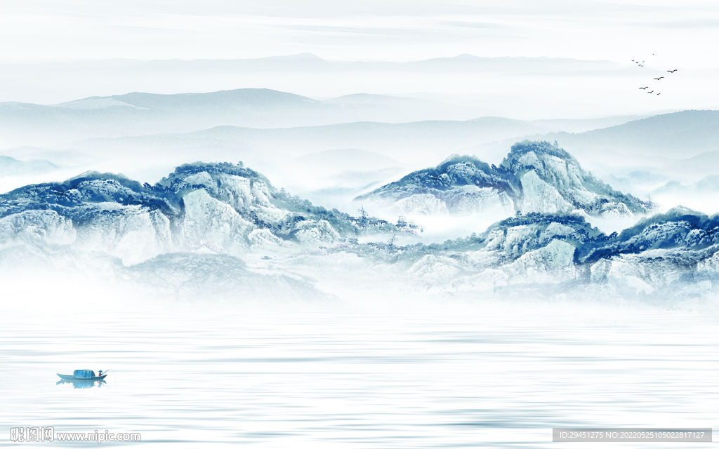 中式高清简约山水 Tif分层