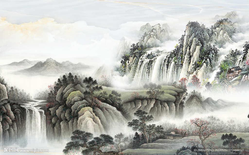 背景墙客厅大气山水 TIf分层