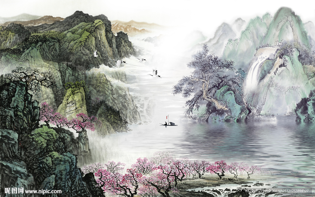 国画客厅大气山水 TIf分层