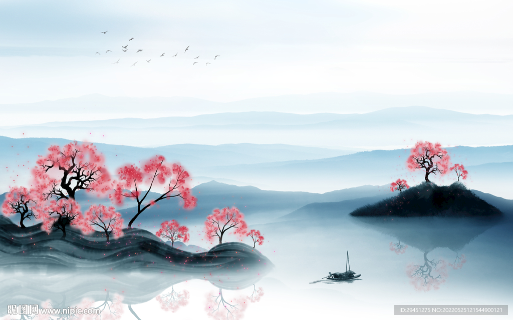 客厅高清现代山水 TIF分层