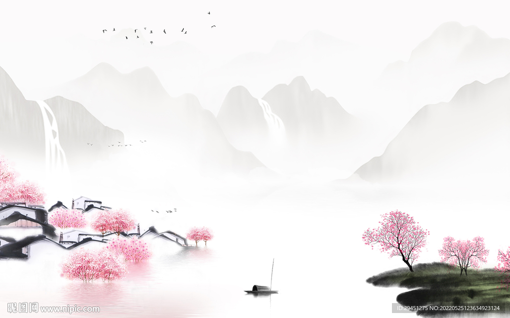 高端中式高清山水 TIf分层