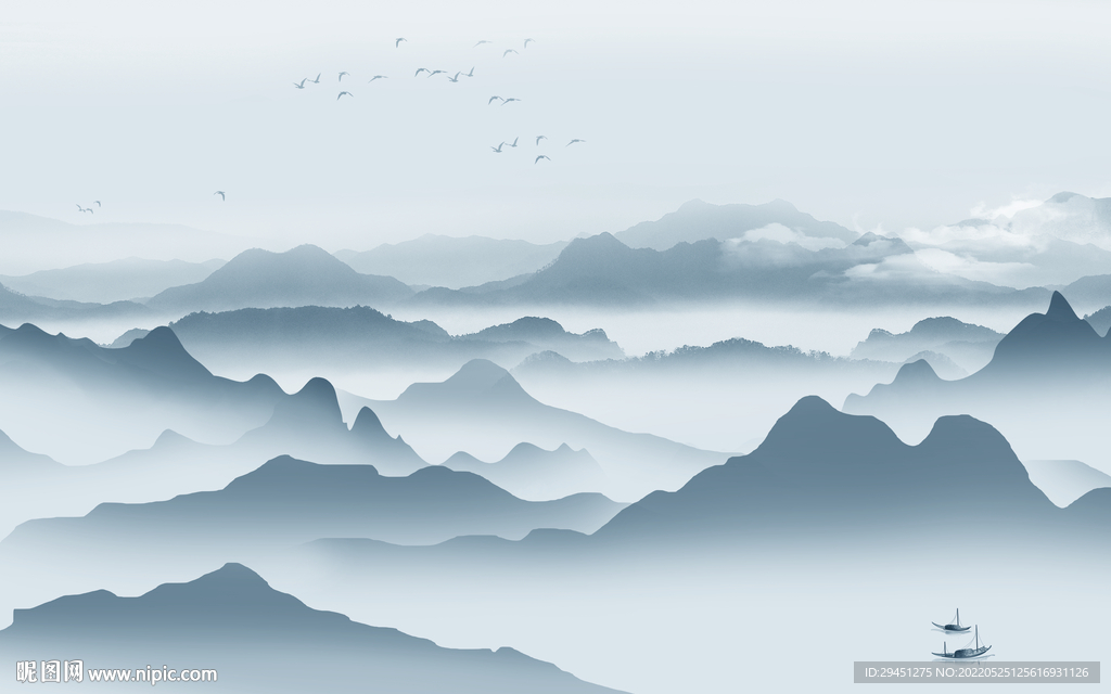 中式 高清现代山水 TIF分层