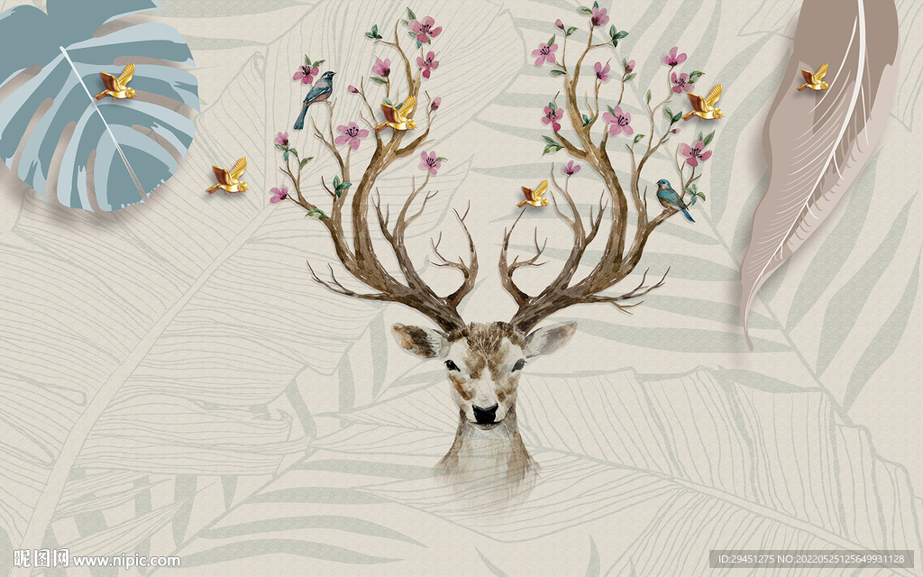 别墅 欧式奢华墙画 TIF分层