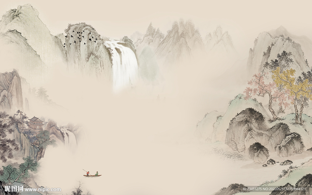 古风 新款客厅山水 Tif分层