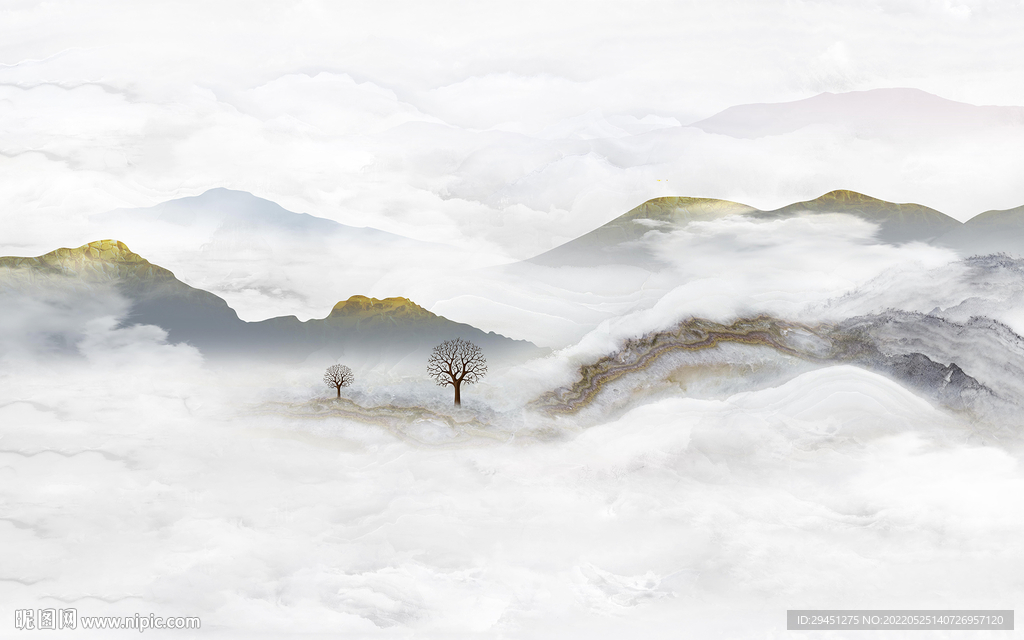 无框画客厅简约山水 TIf分层