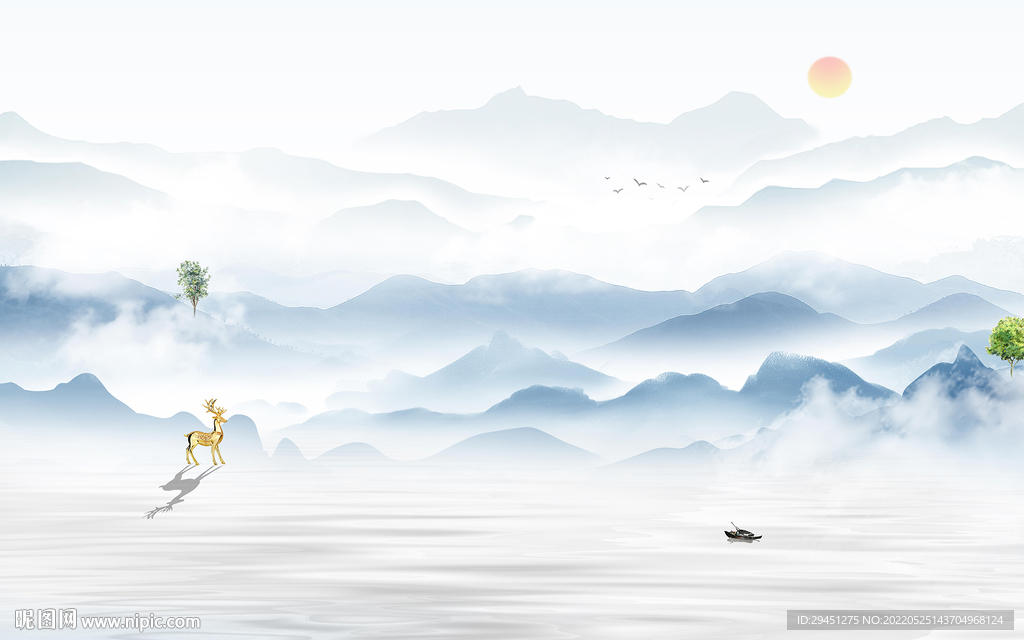 高端高清简约山水 Tif分层