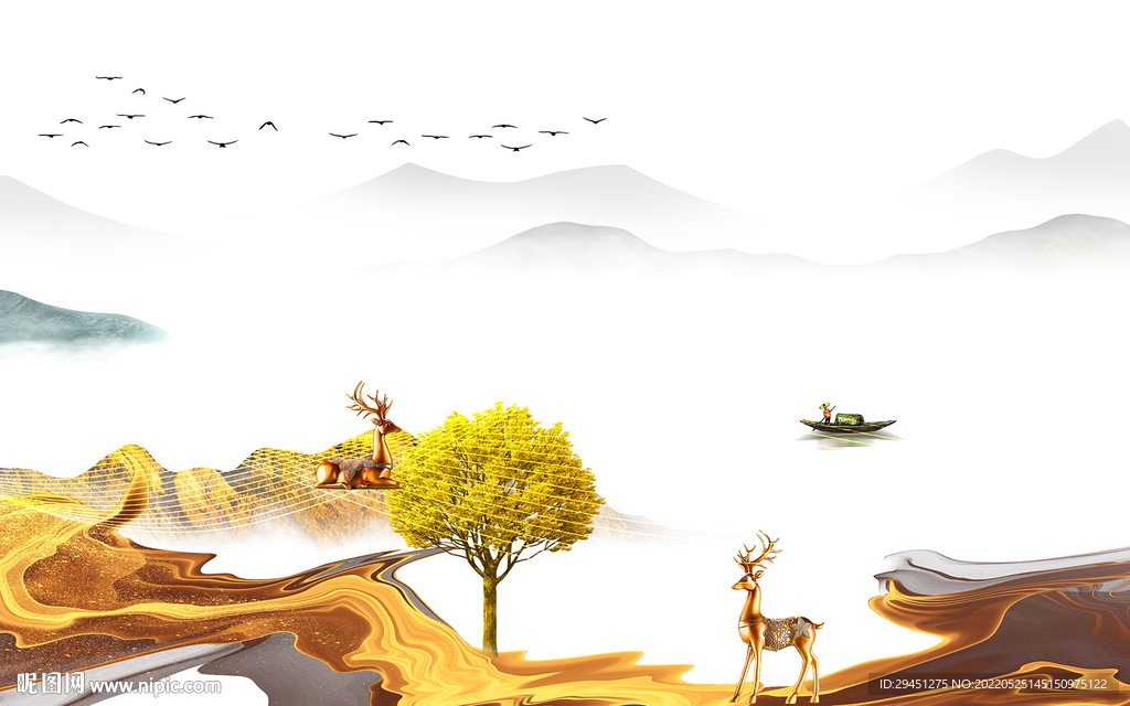 简约客厅大气山水 TIf分层