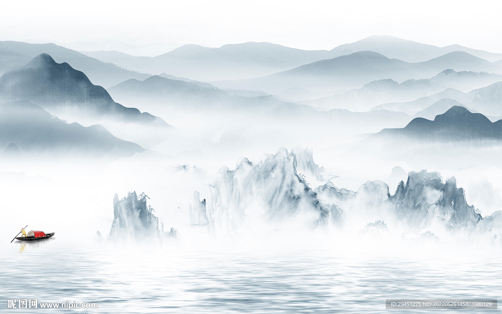 中国风客厅简约山水 TIf分层