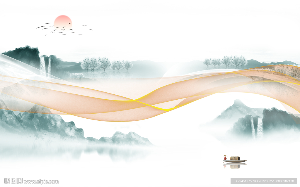 新中式客厅简约山水 TIf分层