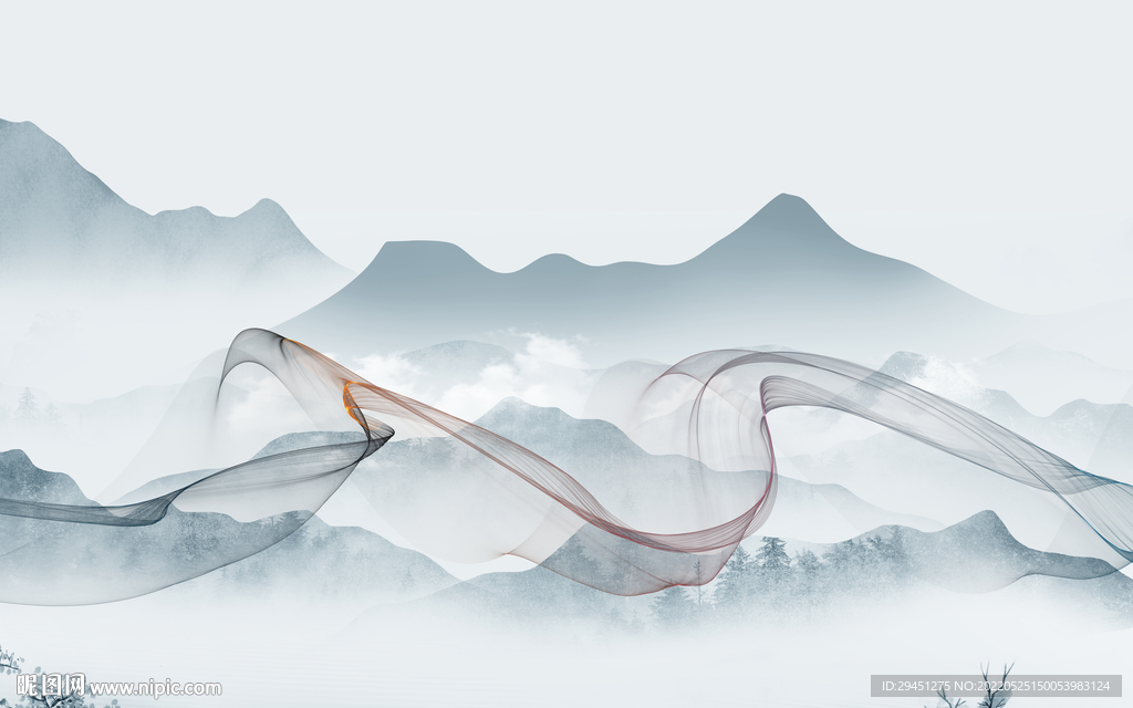 线条客厅大气山水 TIf分层