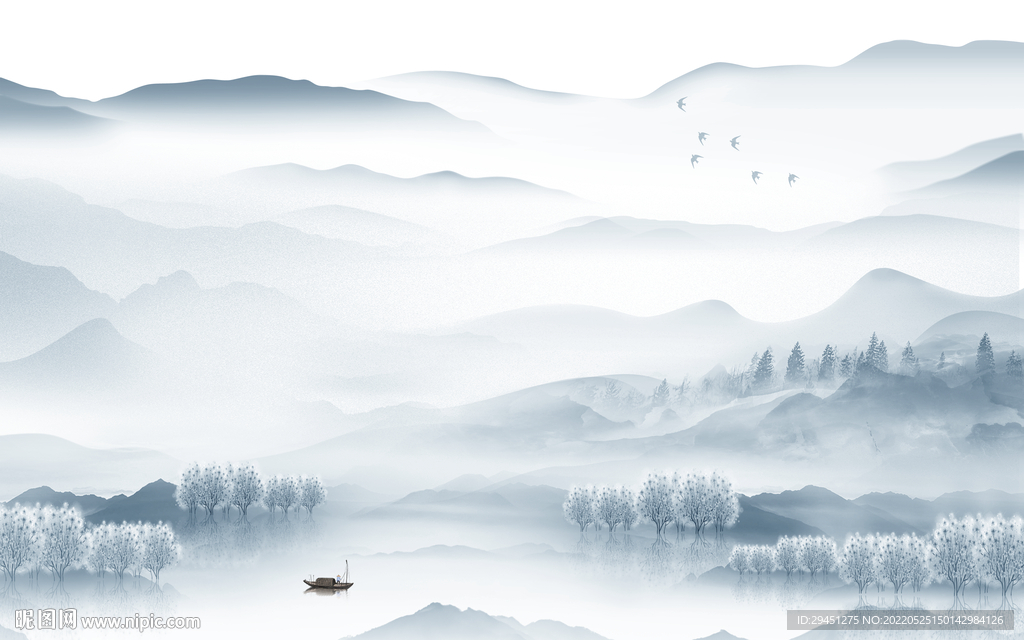 中式客厅简约山水 TIf分层