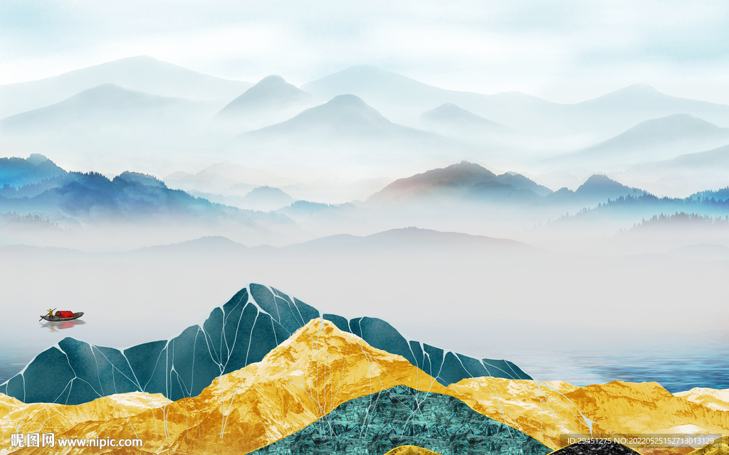 新品现代客厅山水 Tif分层