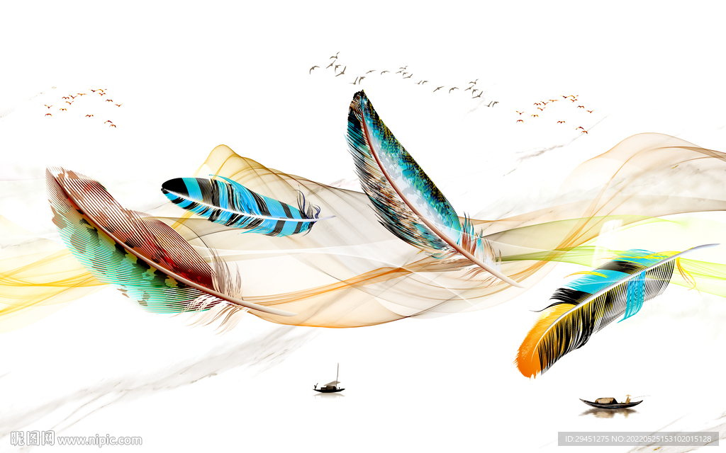 羽毛现代客厅爵士白Tif分层