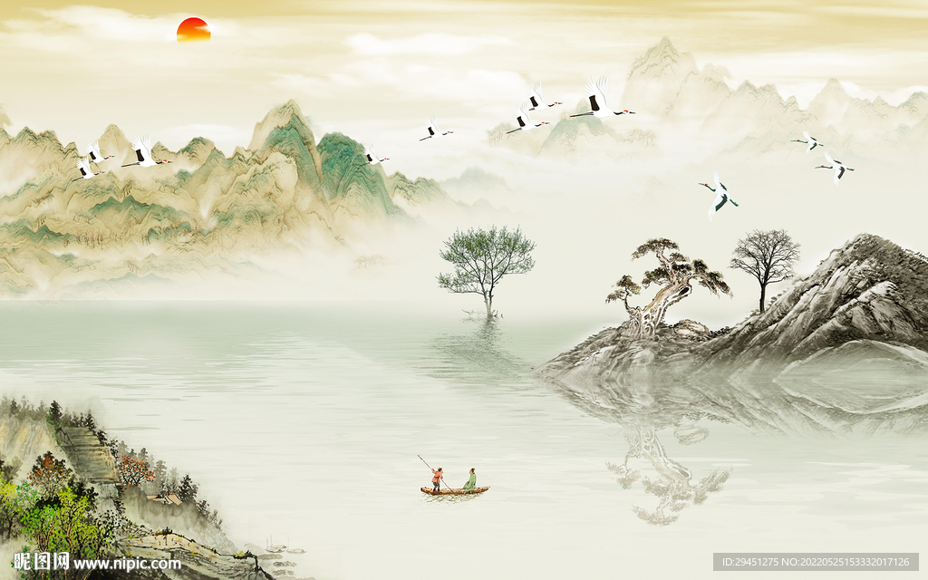 新款现代客厅山水 Tif分层