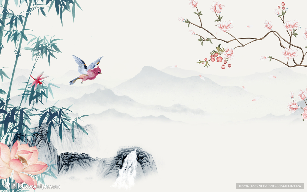 新中式现代客厅山水 Tif分层