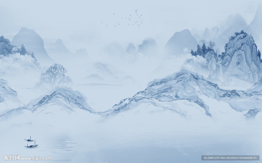 高端现代客厅山水 Tif分层