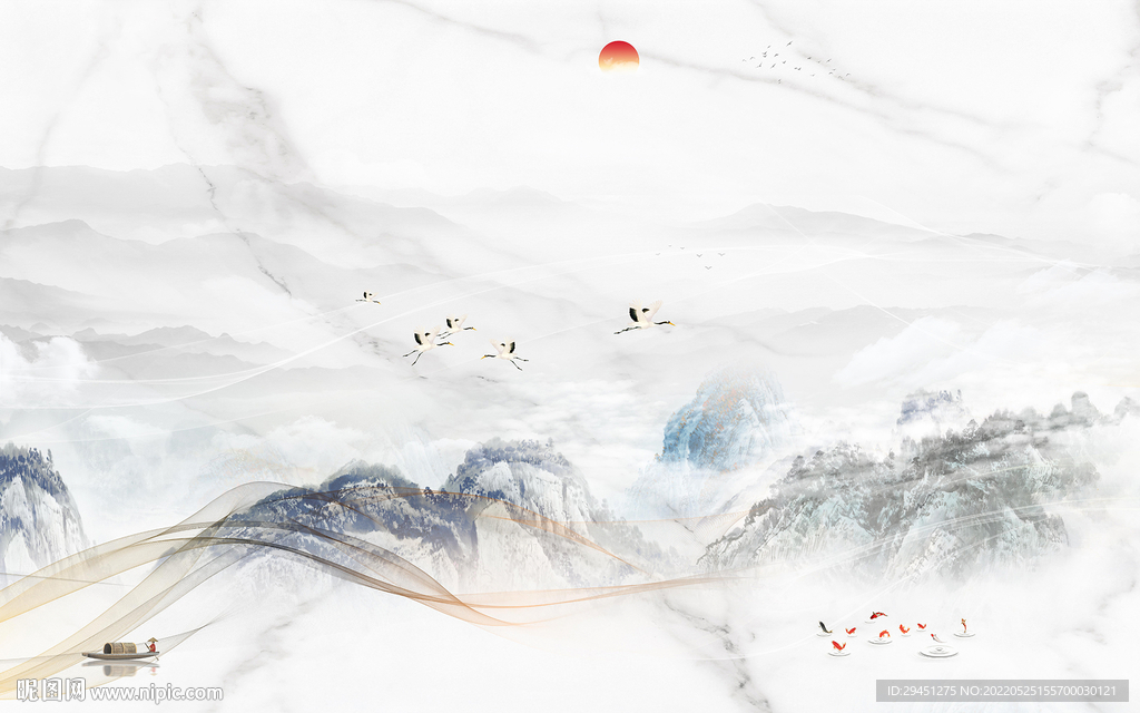 高档 现代客厅山水 Tif分层