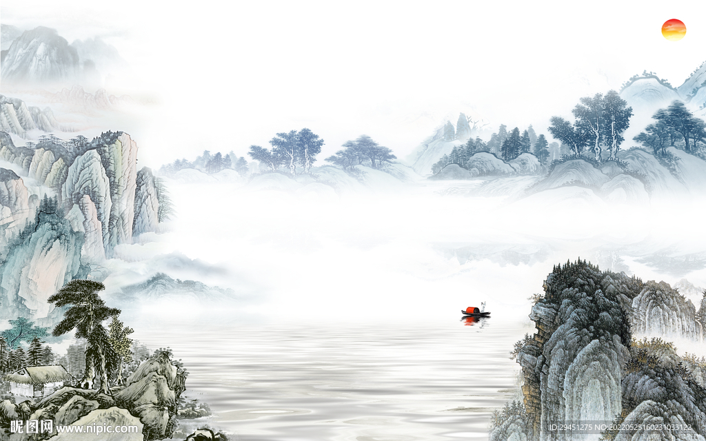 国画 新款客厅山水 Tif分层