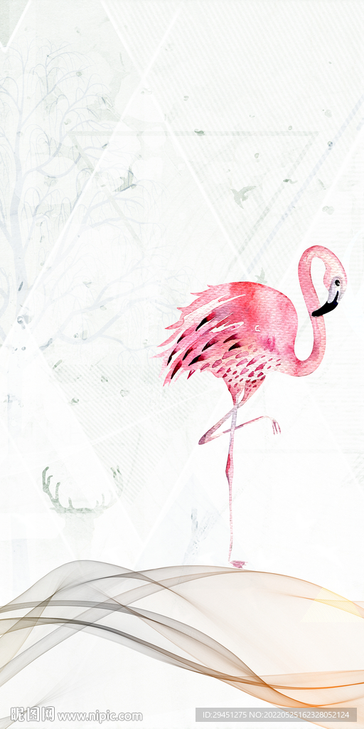 高档火烈鸟玄关 Tif分层