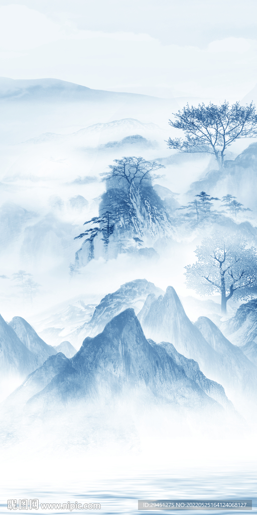 蓝色中式新款玄关 Tif分层