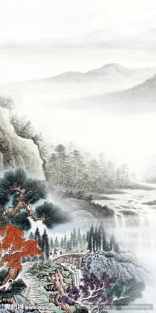 最新中式山水框画 Tif分层